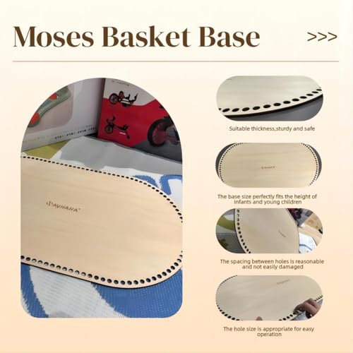SAYHAHA Large Moses Basket Wood Bottom 27.56 x 15.75 inches,Oval Natural Wood Base Shaper for DIY Crochet or Knitting Weaving Crafts Home Decoration (1PC) - Image 4