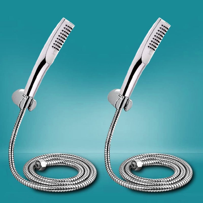 CUROVIT CUROVIT Ariel Set of 2 ABS Hand Shower Telephonic Shower in Chrome Finish with ABS Holder and 15 Mtr Stainless Steel Flexible Tube for Bathroom Bathroom Cleaning Set of 2  - Image 1
