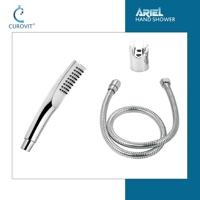 CUROVIT CUROVIT Ariel Set of 2 ABS Hand Shower Telephonic Shower in Chrome Finish with ABS Holder and 15 Mtr Stainless Steel Flexible Tube for Bathroom Bathroom Cleaning Set of 2  - Image 5