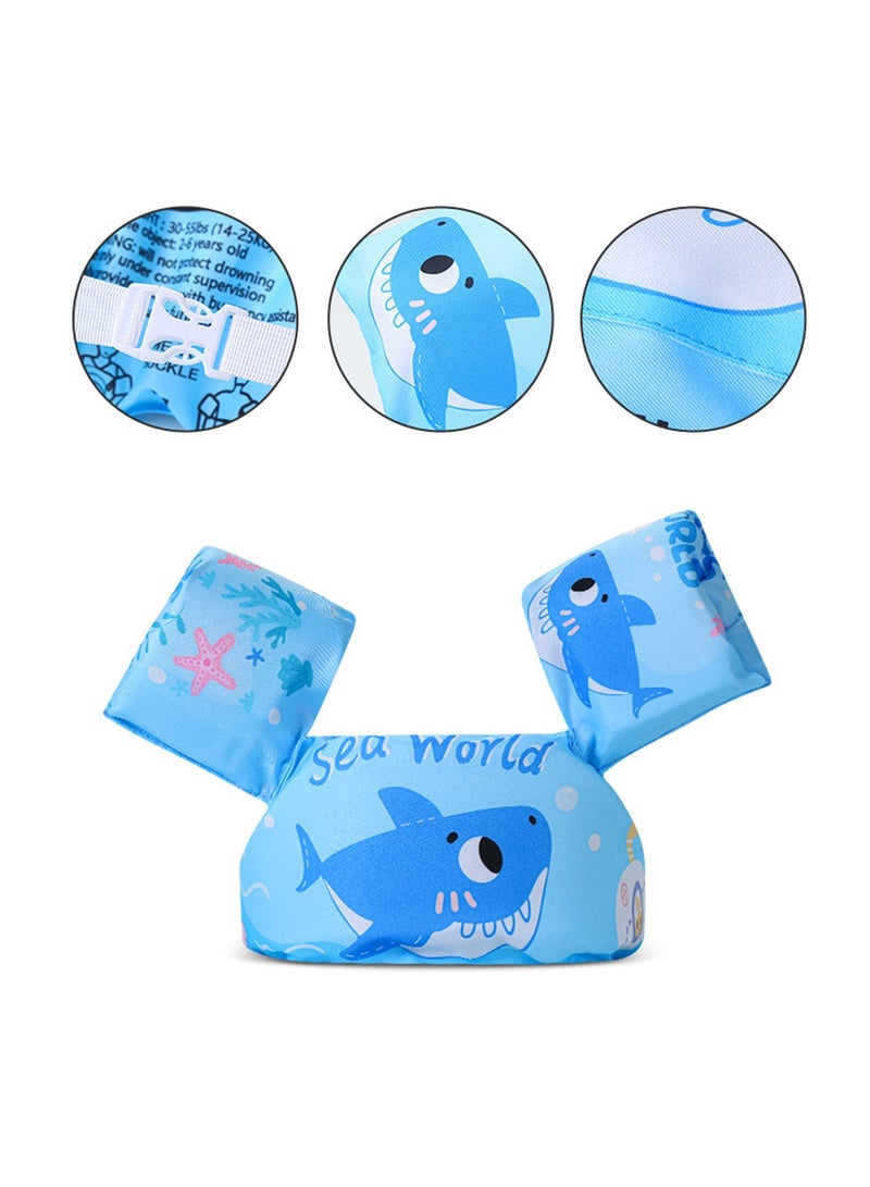 Hihonor Swim Vest for Kids, Toddler Swim Vest, Kids Swim Vest Water Wings Swim Arm Band with Adjustable Strap and Secure Buckle for 20-50 Lbs Toddler/Children - Blue Shark  - Image 2