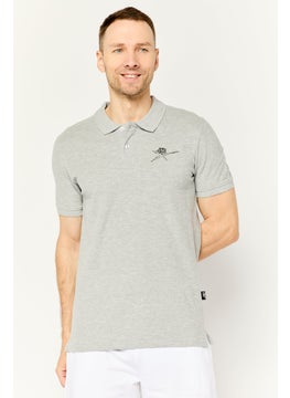 Plein Sport Men Sportswear Fit Short Sleeves Outdoor Polo Shirt, Grey  - Image 1