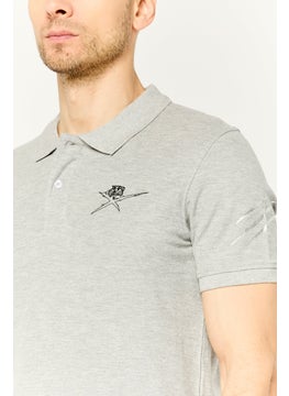 Plein Sport Men Sportswear Fit Short Sleeves Outdoor Polo Shirt, Grey  - Image 3