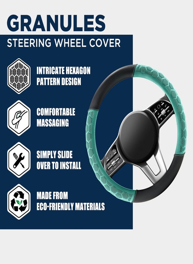 PIC AUTO Massage Steering Wheel Cover, Breathable Mint Football Pattern Material Spliced Leather Car Wheel Protector, Car Interior Accessories, Universal Fit 14.5"-15.5" for Cars, Trucks, Van, SUV - Image 3