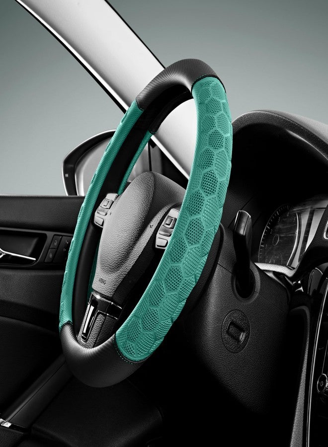 PIC AUTO Massage Steering Wheel Cover, Breathable Mint Football Pattern Material Spliced Leather Car Wheel Protector, Car Interior Accessories, Universal Fit 14.5"-15.5" for Cars, Trucks, Van, SUV - Image 1
