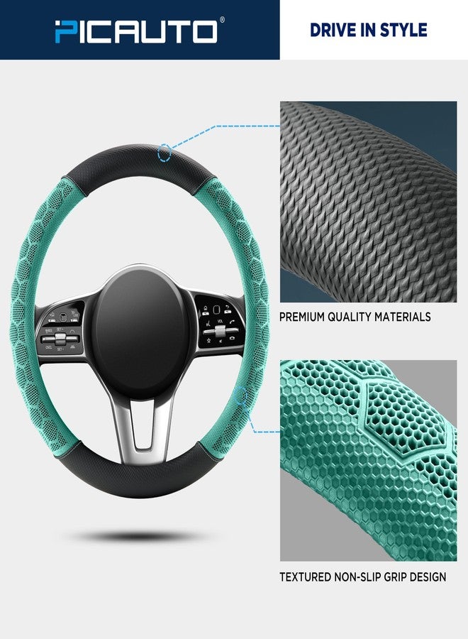 PIC AUTO Massage Steering Wheel Cover, Breathable Mint Football Pattern Material Spliced Leather Car Wheel Protector, Car Interior Accessories, Universal Fit 14.5"-15.5" for Cars, Trucks, Van, SUV - Image 4