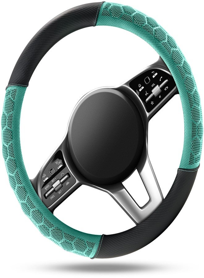 PIC AUTO Massage Steering Wheel Cover, Breathable Mint Football Pattern Material Spliced Leather Car Wheel Protector, Car Interior Accessories, Universal Fit 14.5"-15.5" for Cars, Trucks, Van, SUV - Image 2