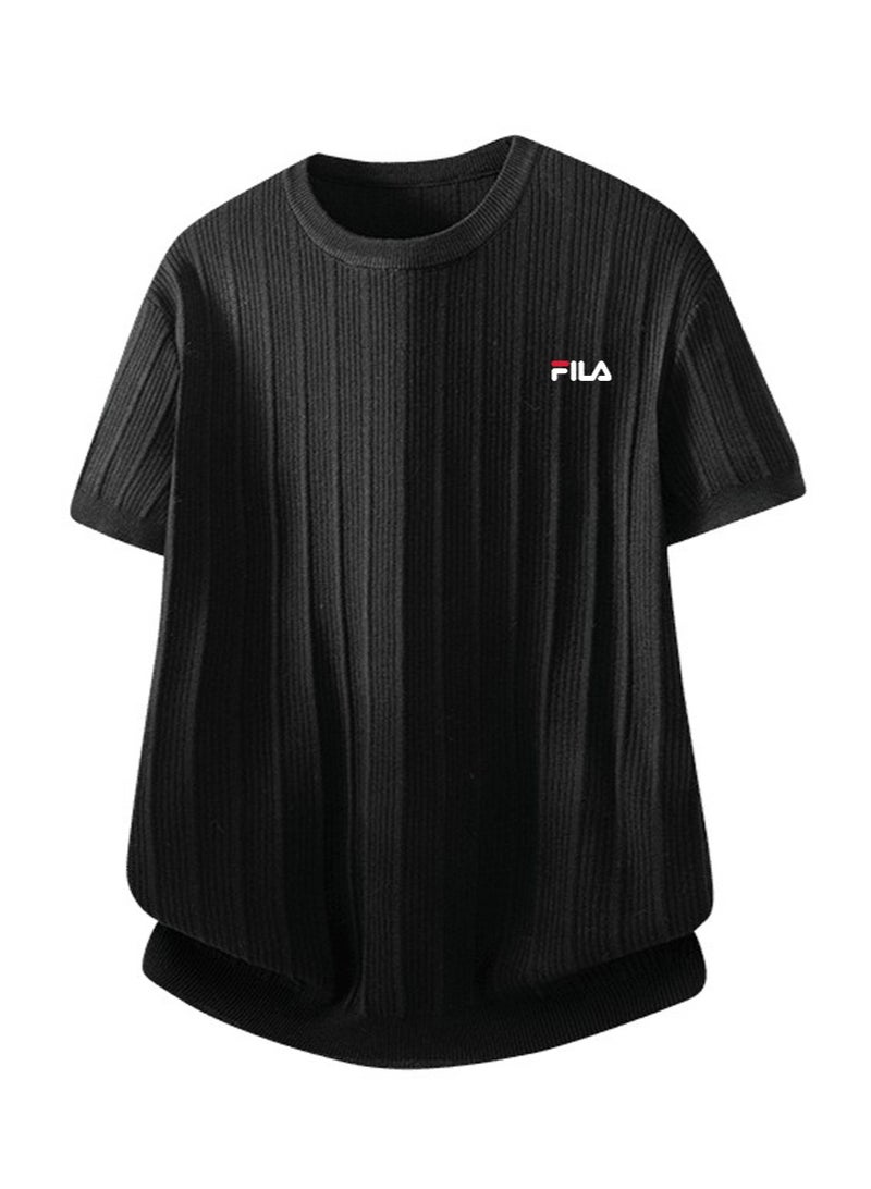 فيلا FILA men's and women's short-sleeved T-shirts with vertical pits and round neck knitted. - Image 2