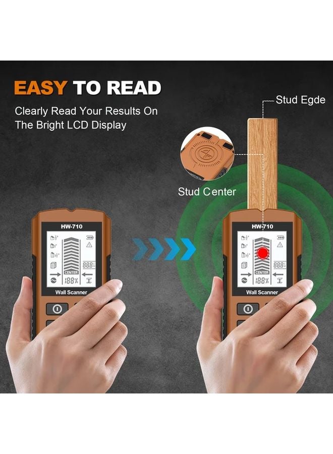 Brown Digital Wall Scanner Detector For Studs Metal AC Wire Cable PVC Pipe - Image 4