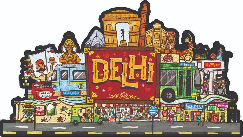 Skywalk India Souvenir Wooden MDF Delhi Fridge Magnet (Multicolour) M-610 - Image 2