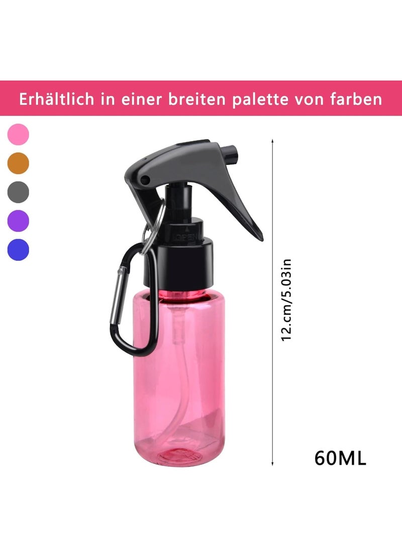 SYOSI Spray Bottles, 5-Pack Mini 60ml Atomiser Bottles with Clip, Portable Refillable Spray Bottle for Alcohol Hair Care Cleaning Travel, Leak-Proof Lightweight Travel Bottle - Image 2