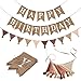 owandan Burlap Happy Birthday Banner with Pennant Banner Flags for Birthdays Decorations Brown Burlap Happy Birthday Signs Bunting for Men Women Boys Girls kids Neutral Celebration Party Backdrops - Image 3