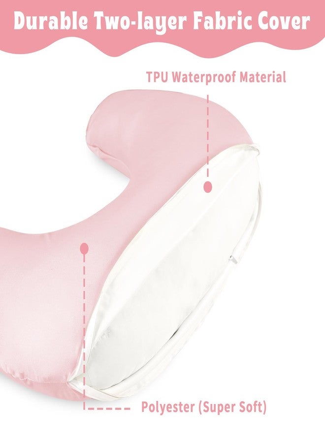 Hooyax Waterproof Nursing Pillow Cover, Stretchy Nursing Covers for New-Designed Breastfeeding Pillows, Adorable Infant Feeding Pillow Slipcover for Baby Boy and Girls (Pink) - Image 2