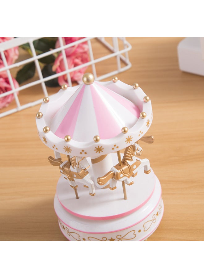 Cake Jewelry Small Carousel Music Box Ornaments Birthday Gift Children's Boutique Toys Trojan Decoration-Color:B607 Pink Flowers - Image 5