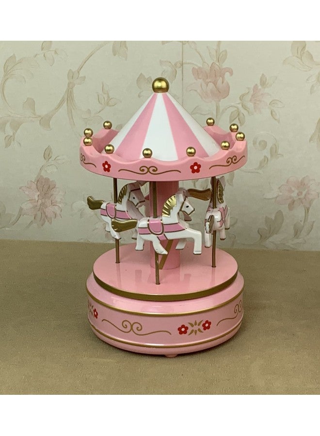Cake Jewelry Small Carousel Music Box Ornaments Birthday Gift Children's Boutique Toys Trojan Decoration-Color:B607 Pink Flowers - Image 1