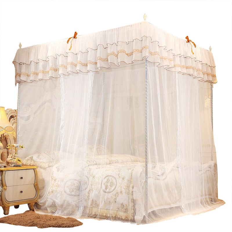 Luxury Princess Four Corner Post Bed Curtain Canopy Netting Mosquito Net Bedding (M) - Image 2
