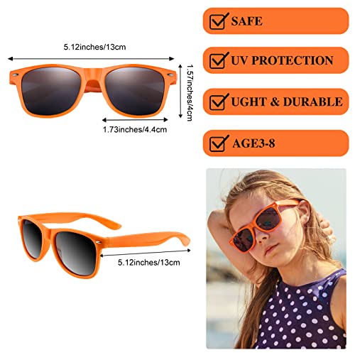 MIAHART 12 Pack Kids Party Sunglasses Bulk Summer Party Favors Retro Glasses for Boys and Girls Birthday Party Supplies, Orange - Image 3