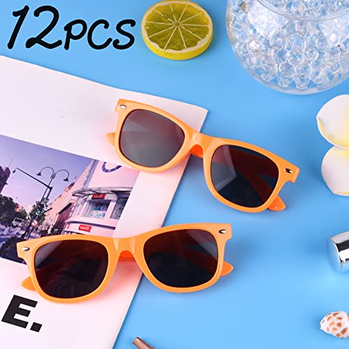 MIAHART 12 Pack Kids Party Sunglasses Bulk Summer Party Favors Retro Glasses for Boys and Girls Birthday Party Supplies, Orange - Image 2