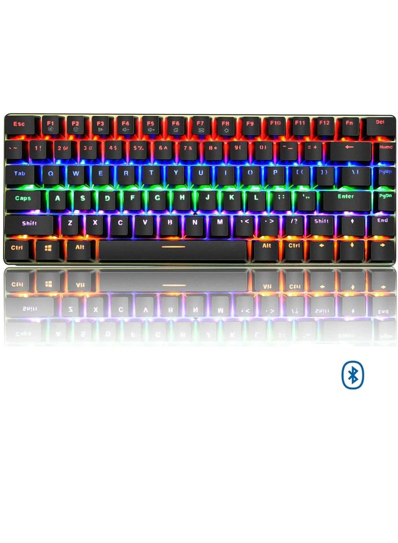 إيه جاز لوحة مفاتيح ميكانيكية NACODEX GEEK AK33 مزودة بتقنية البلوتوث والسلك، بإضاءة خلفية LED بألوان قوس قزح، ومفتاح أزرق - Image 1
