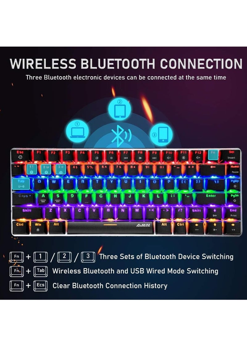 إيه جاز لوحة مفاتيح ميكانيكية NACODEX GEEK AK33 مزودة بتقنية البلوتوث والسلك، بإضاءة خلفية LED بألوان قوس قزح، ومفتاح أزرق - Image 3