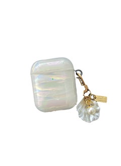 Suitable For AirPods 4 Earphone Protective Cover Simple Shell Tpu Soft Shell Apple Pro2 Pearl Pendant-Color:Striped Shell-Applicable Models:Airpods 3rd Generation