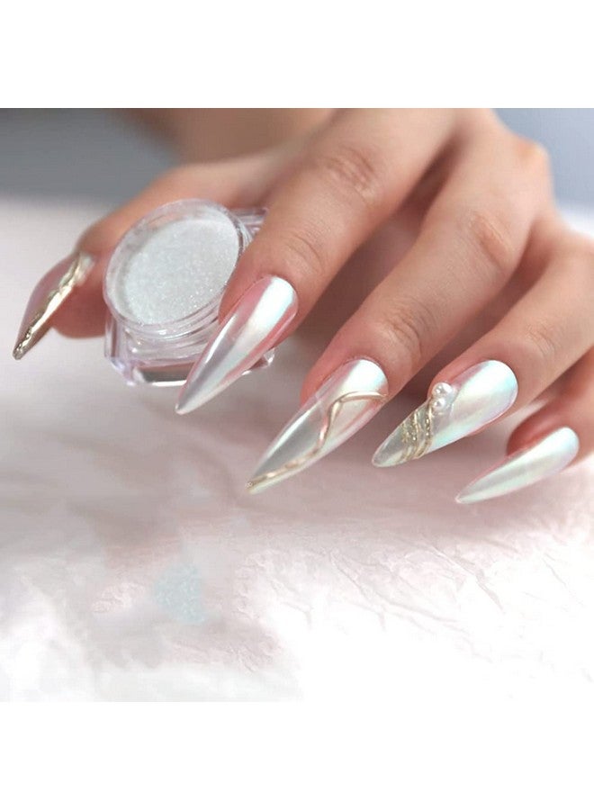 بريتي ديفا بودرة أظافر بريتي ديفا أورورا كروم بلونين، مسحوق أظافر كروم لؤلؤي مع مساحيق معدنية متغيرة الألوان متعددة الألوان، تأثير مرآة سحري، تأثير ضوء القمر، مسحوق صبغة أبيض قزحي الألوان للأظافر - Image 1