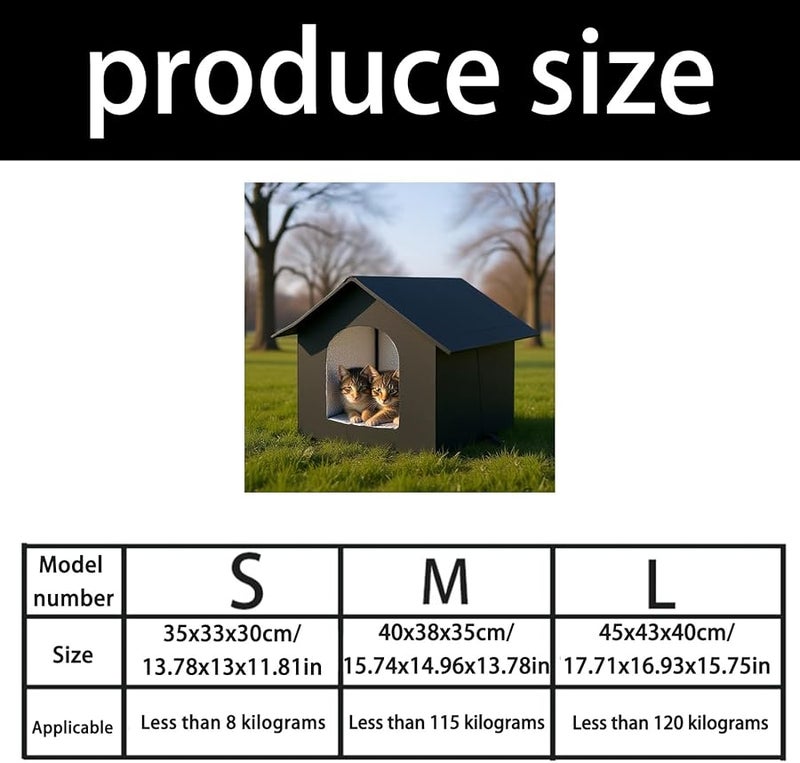 Insulated Outdoor Cat House Winter Shelter Black with Bracket Size L Raised Base - Image 5