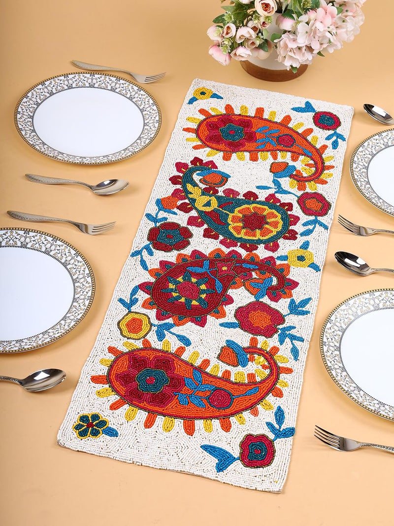 AIVIK Premium Handcrafted Beautiful Beaded Dinning Table Runner 1336 Paisley Desgin - Image 1