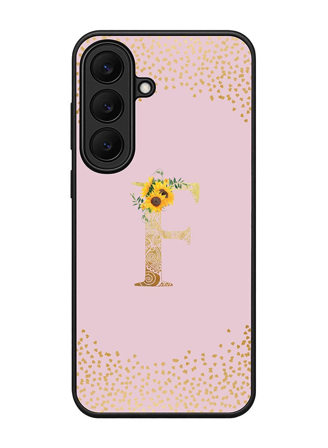 Stylizedd Rugged Case for Samsung Galaxy S26 FE- Slim Fit Hybrid Rubber Cover Sunflower Monogram - F (Pink)