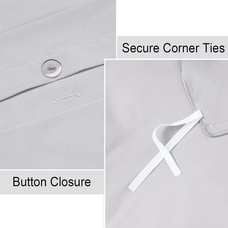 PHF 3 Piece Super King Size Washed Duvet Covet Set, Silky Breathable Microfiber, Ultra Soft, Set includes 1x 220cm x 260cm Duvet covet + 2x 50cm x 75cm Pillow Shams, Light Grey - Image 4