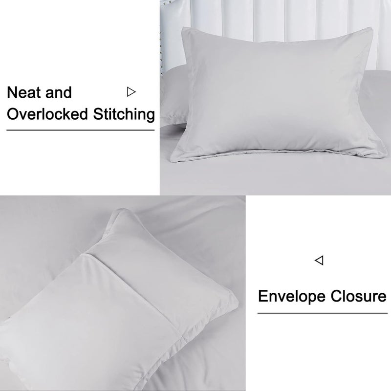 PHF 3 Piece Super King Size Washed Duvet Covet Set, Silky Breathable Microfiber, Ultra Soft, Set includes 1x 220cm x 260cm Duvet covet + 2x 50cm x 75cm Pillow Shams, Light Grey - Image 5