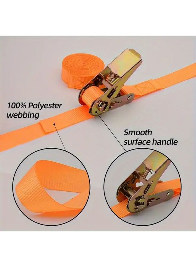 Heavy Duty Double Hook Locking Cargo Tie Down Strap Orange 19685inch Secure Moving - Image 4