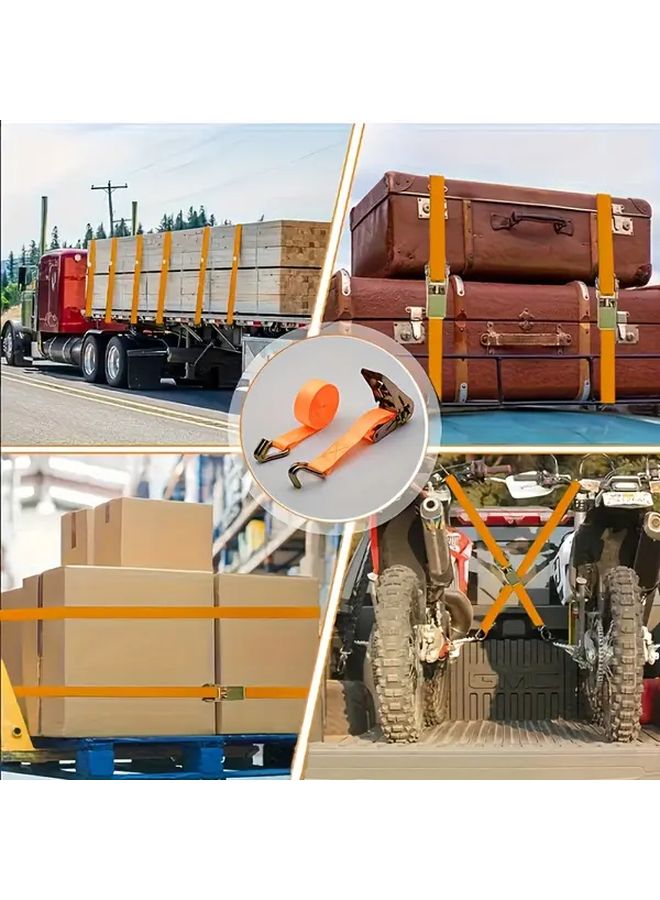 Heavy Duty Double Hook Locking Cargo Tie Down Strap Orange 19685inch Secure Moving - Image 5