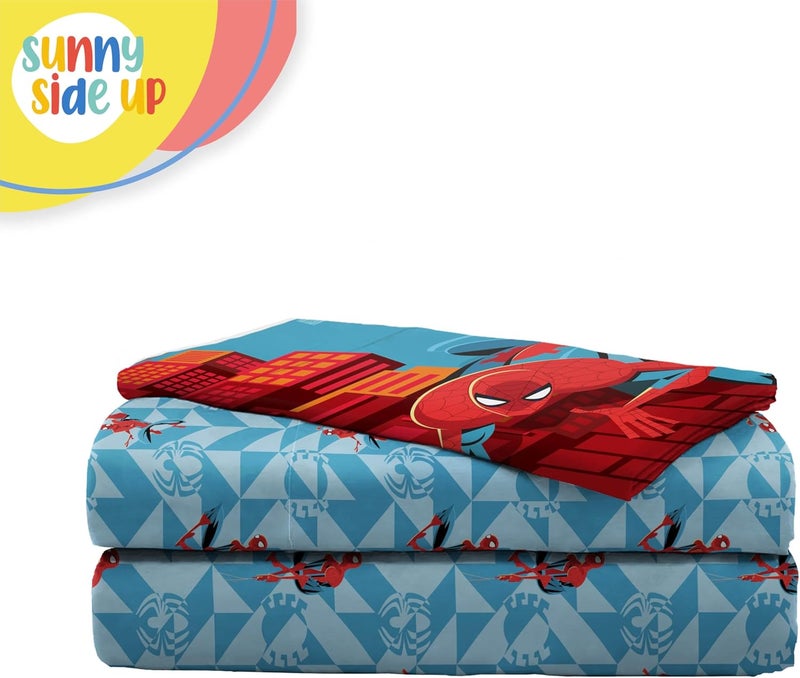 Sunny Side Up Kids Sheet Set Includes Sheets and Pillow Cover - 100% Microfiber Bedding and Room Decor, Blue - Spiderman, 3 Piece Toddler - Image 4