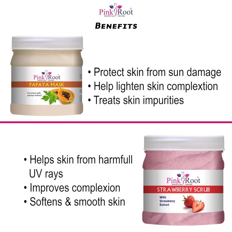 Pink Root Papaya Mask 500gm with Strawberry Scrub 500gm - Image 5