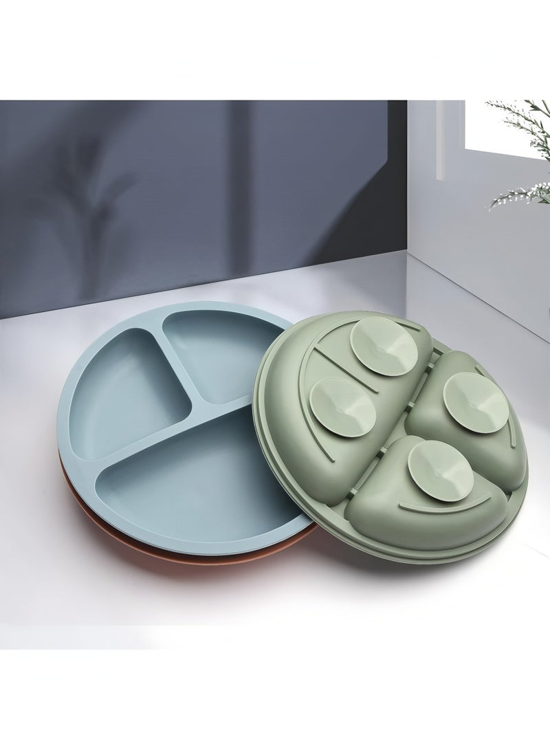 أبلينم مجموعة من 3 أطباق للأطفال الصغار، أطباق شفط مقسمة للأطفال، أطباق أطفال مصنوعة من السيليكون الآمن غذائيًا بنسبة 100%، غير قابلة للانزلاق، لوازم فطام الطفل، آمنة للاستخدام في الميكروويف وغسالة الأطباق - Image 2