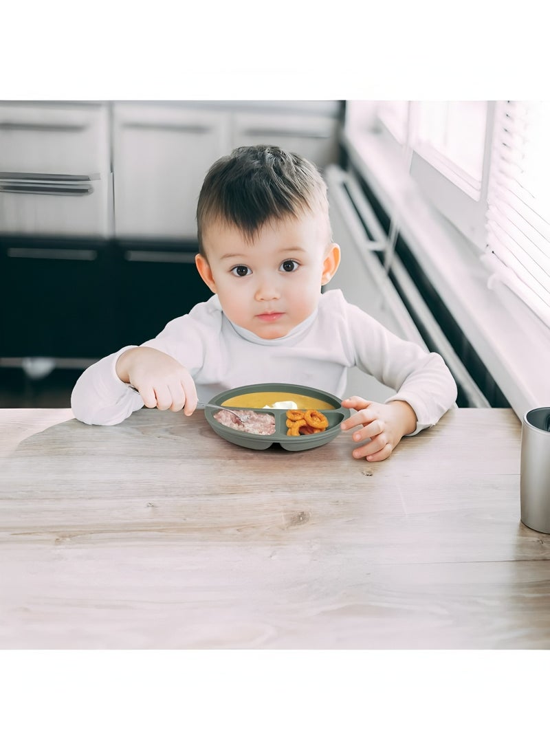 أبلينم مجموعة من 3 أطباق للأطفال الصغار، أطباق شفط مقسمة للأطفال، أطباق أطفال مصنوعة من السيليكون الآمن غذائيًا بنسبة 100%، غير قابلة للانزلاق، لوازم فطام الطفل، آمنة للاستخدام في الميكروويف وغسالة الأطباق - Image 3