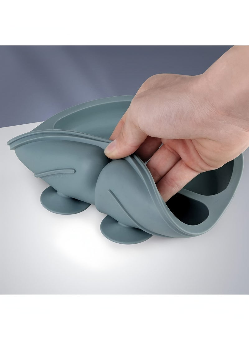 أبلينم مجموعة من 3 أطباق للأطفال الصغار، أطباق شفط مقسمة للأطفال، أطباق أطفال مصنوعة من السيليكون الآمن غذائيًا بنسبة 100%، غير قابلة للانزلاق، لوازم فطام الطفل، آمنة للاستخدام في الميكروويف وغسالة الأطباق - Image 5