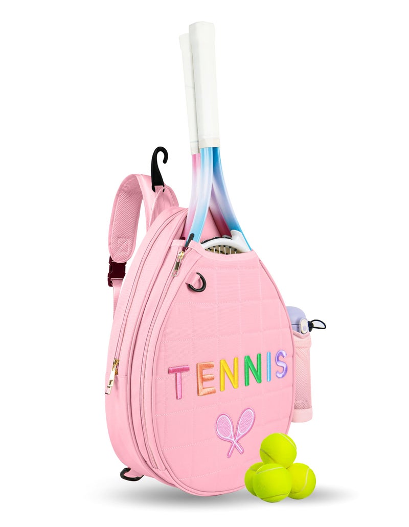 NZNDB Tennis Bags for Women Girl, Tennis Sling Crossbody Backpack, Water Resistant Tennis Bag for Pickleball, Tennis, Racketball(Pink) - Image 1