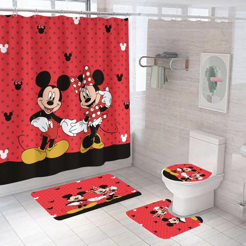 Bluejw 4 Pcs Anime  3d Print Bathroom Designers Shower Curtains and Rugs Set - Image 2