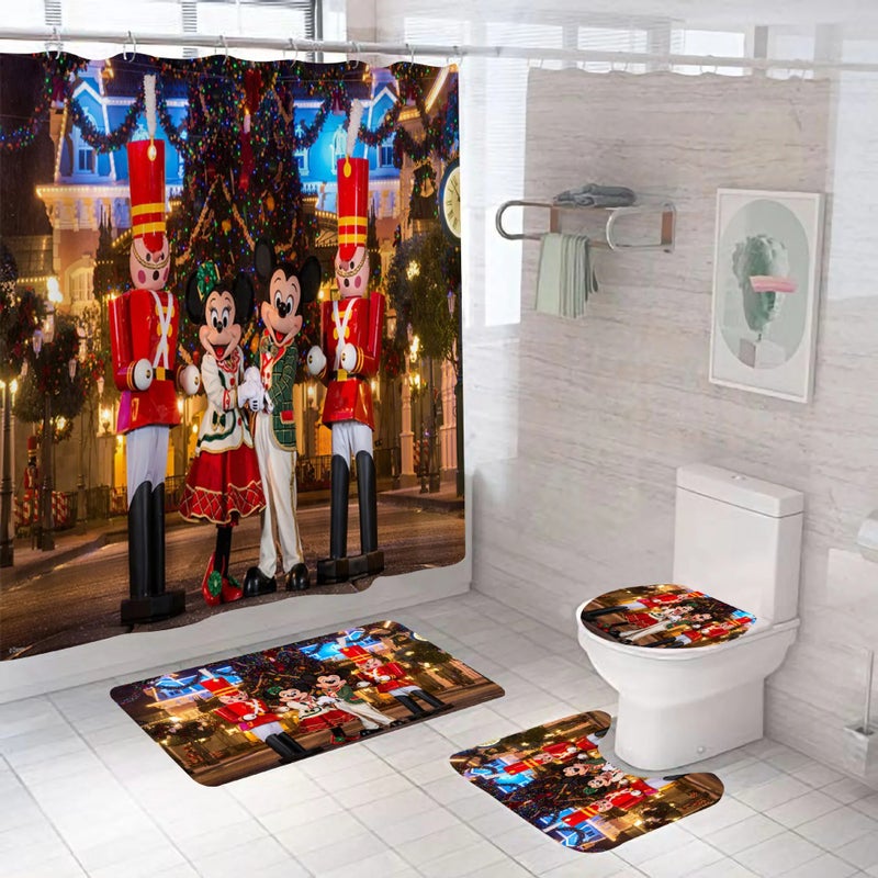 Bluejw 4 Pcs Anime  3d Print Bathroom Designers Shower Curtains and Rugs Set - Image 4