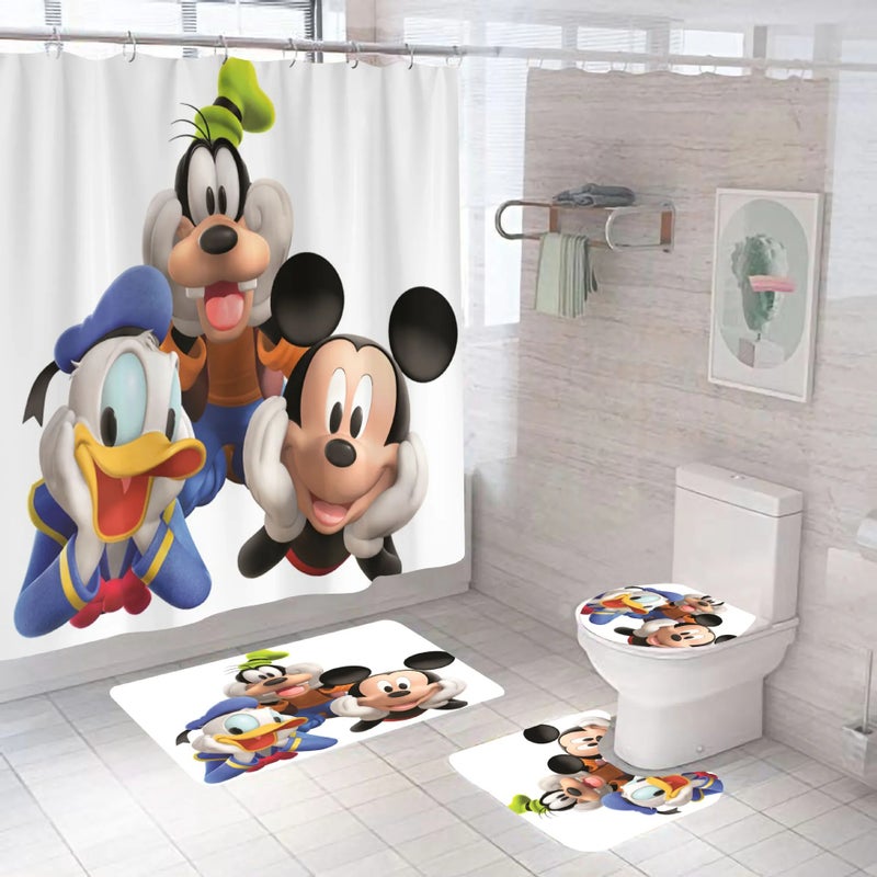 Bluejw 4 Pcs Anime  3d Print Bathroom Designers Shower Curtains and Rugs Set - Image 5