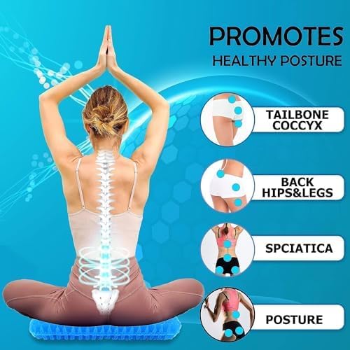 F4FIVE F4FIVE Egg Gel Seat Cushion Ergonomic Breathable Design Pressure Relief Sitter Tailbone Pain Sciatica Pain Back Pain Silicon Seater Cushion Chair Pad with NonSlip Cover for Home Pack of 1 - Image 2