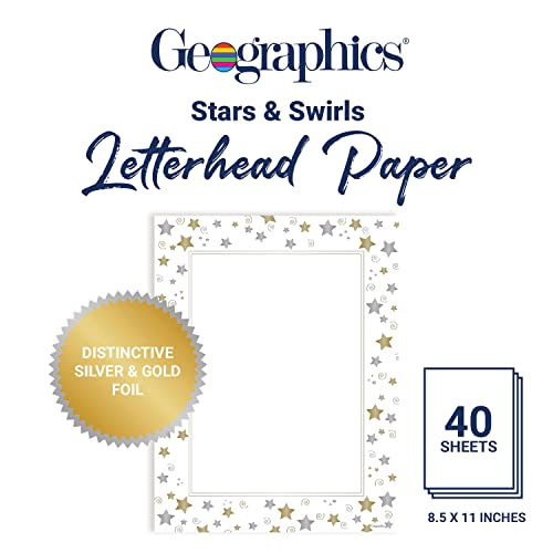 Geographics Stars & Swirls Design Paper, Letter Size, White, 40 Sheets - Image 2
