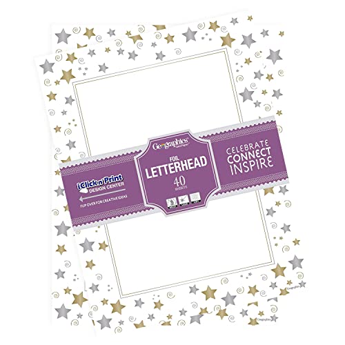 Geographics Stars & Swirls Design Paper, Letter Size, White, 40 Sheets - Image 1