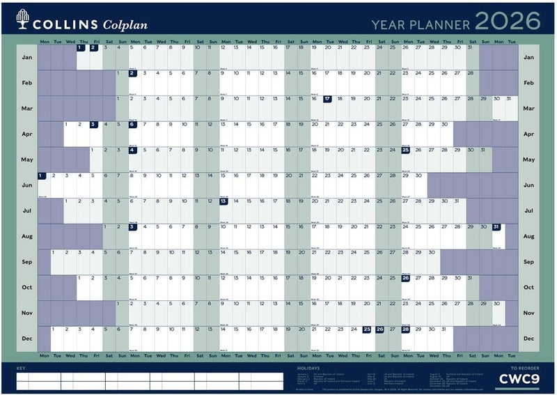 Collins - Colplan - A1 Yearly Wall Calendar 2026 (CWC9-26) - Image 1