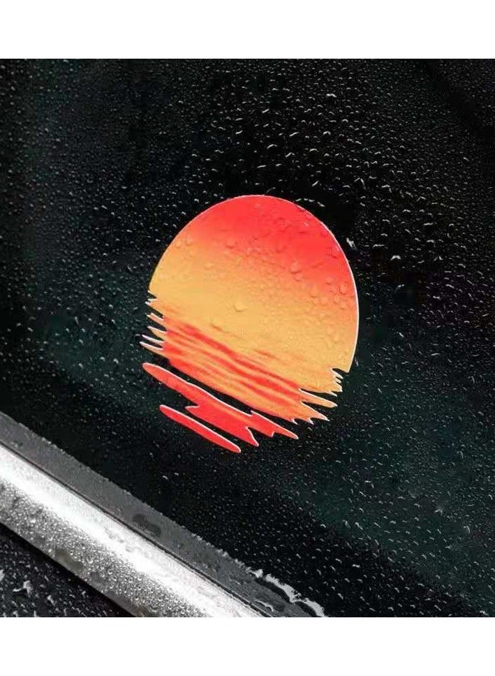 Sunset-Themed Waterproof Decal Stickers (2-Pack) – For Cars/Motorcycles/Laptops/Skateboards/Bikes/Windows/Fuel Tanks & DIY Customization - Image 2