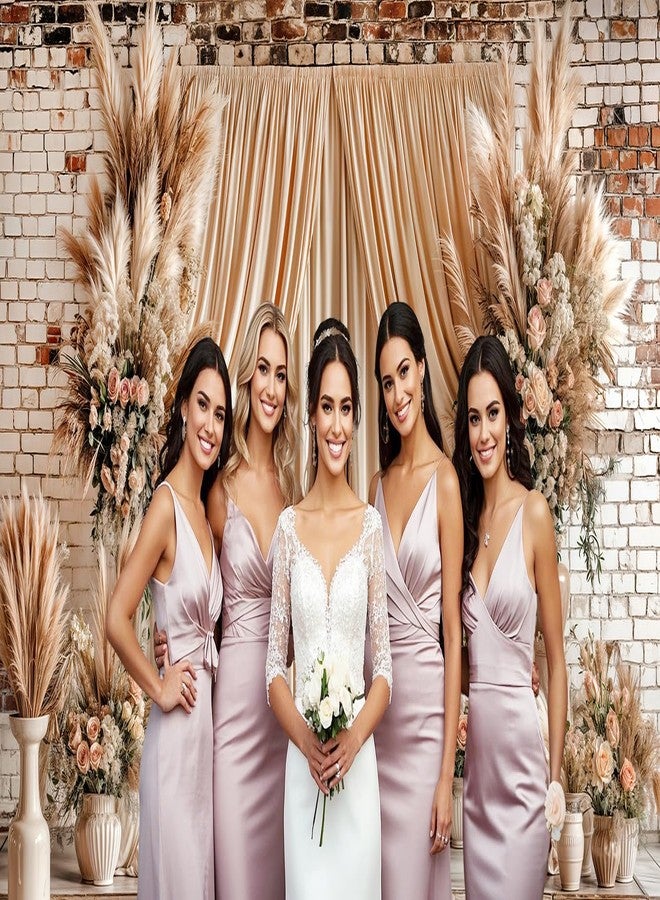 JAWO 10X8ft Boho Floral Wedding Backdrop Wall Background Photography Beige Vintage Flowers Backdrops for Parties Wedding, Girls Birthday Princess Weeding Bridal Shower Floral Anniversary Ceremony Decor - Image 2