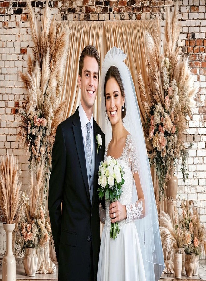 JAWO 10X8ft Boho Floral Wedding Backdrop Wall Background Photography Beige Vintage Flowers Backdrops for Parties Wedding, Girls Birthday Princess Weeding Bridal Shower Floral Anniversary Ceremony Decor - Image 3