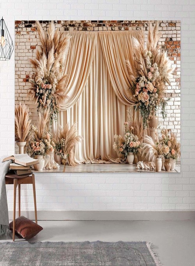 JAWO 10X8ft Boho Floral Wedding Backdrop Wall Background Photography Beige Vintage Flowers Backdrops for Parties Wedding, Girls Birthday Princess Weeding Bridal Shower Floral Anniversary Ceremony Decor - Image 5