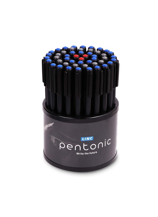 Pentonic 0.7Mm Ball Point Pen Tumbler Pack | Black Body | Blue, Black & Red Ink | Pack Of 50 Pens  - Image 1